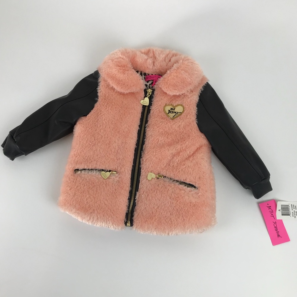 🎀Betsey Johnson🎀 12/18 month furry coat peach
